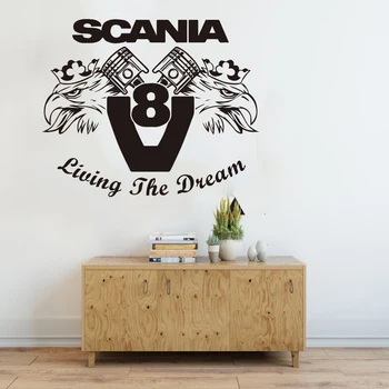 

Vinyl Art Bedroom Decoration Scania Living the dream V8 Svempra Griffin Truck HGV LKW Wall Sticker Beauty Decals LY1856