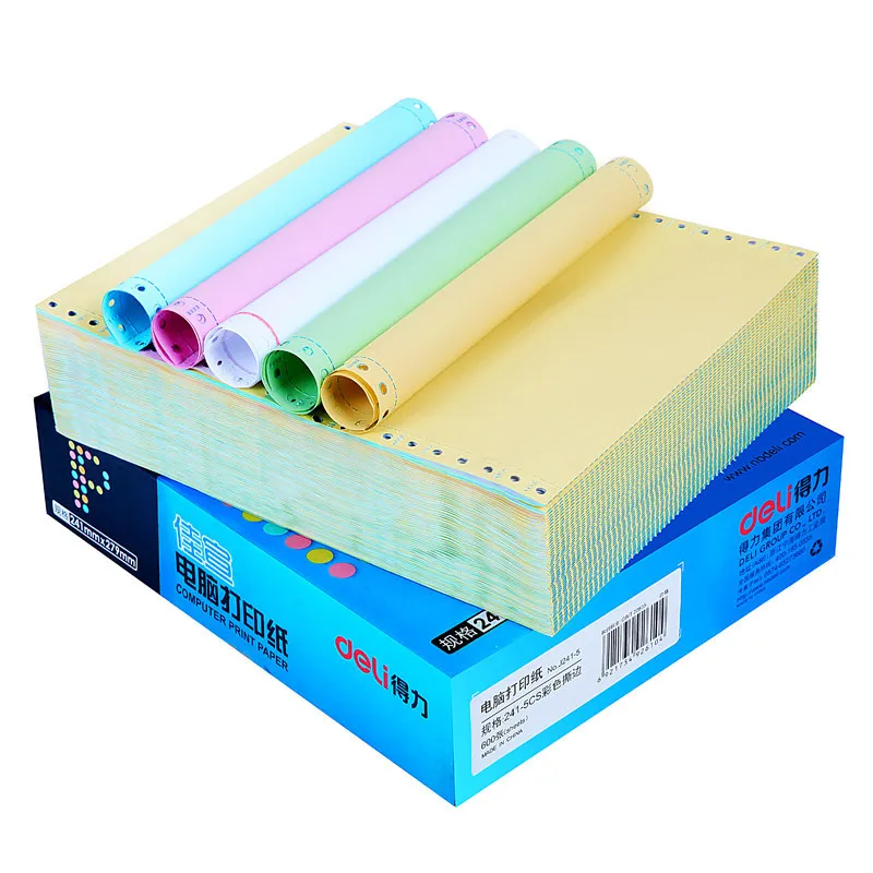 

Deli Dot Matrix Printing Computer Torn Edge Color Joint Bivalent Triple Quadruple 5-frame Even Printing Paper