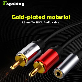 

3.5mm Female to 2RCA Male Stereo Audio Cable Connector Audio Adaptator Gold Plated for Smartphones, MP3, Tablets, Home Theater