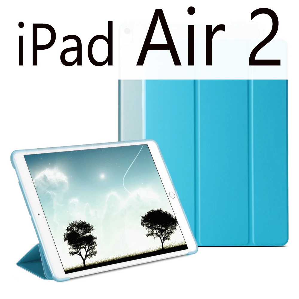 Для iPad Air 2 Air 1 чехол iPad чехол Funda ультра тонкий из искусственной кожи силиконовый жесткий чехол для iPad 9,7 6th поколения чехол - Цвет: Blue for Air 2