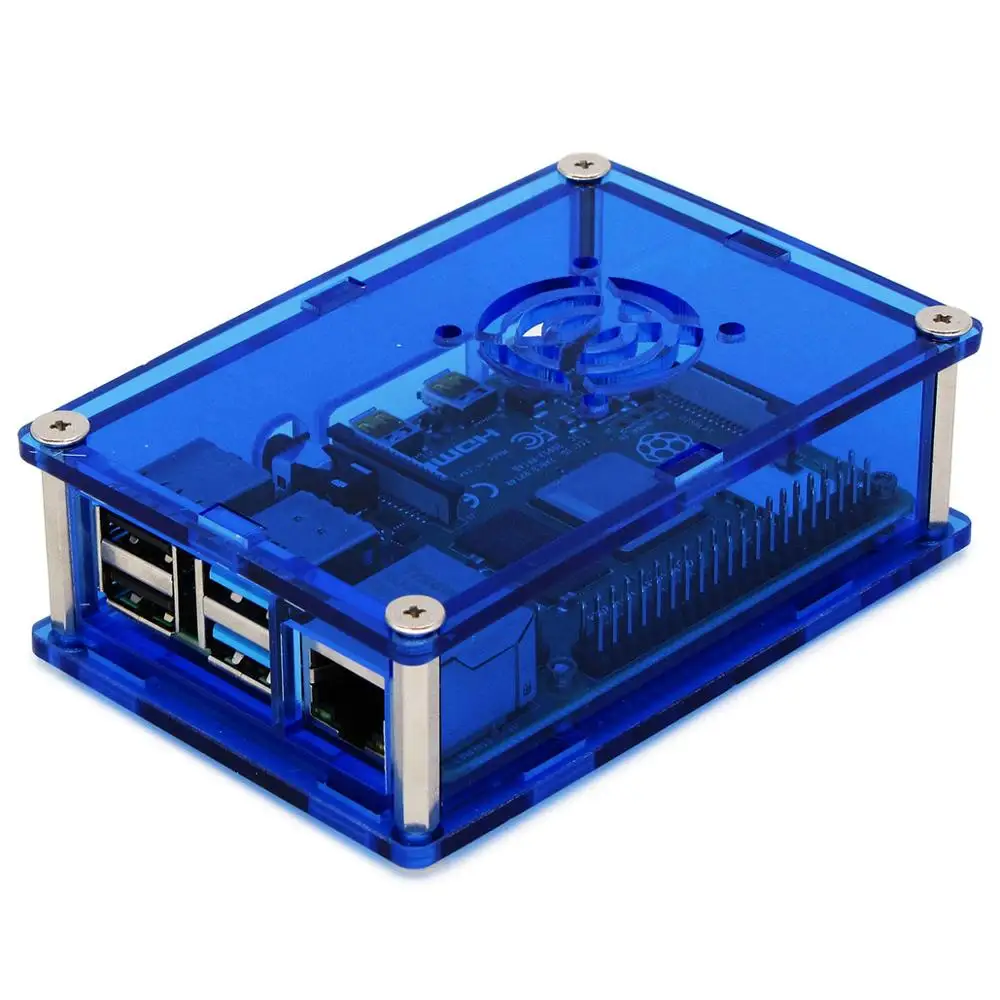 Чехол C3: прозрачный синий Raspberry PI 4 корпус коробка PI4 Модель B 1 ГБ/2 ГБ/4 ГБ полиметилметакрилатные акриловые крышки корпуса КОРПУСА коробка Raspberry PI 4B