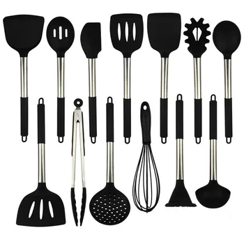 

13 Pcs Silicone Kitchenware Set Spoon Leaking Spatula Powder Egg Beater Food Clip Leaky Spoon Scraper Leaky Shovel Kitchen Tools