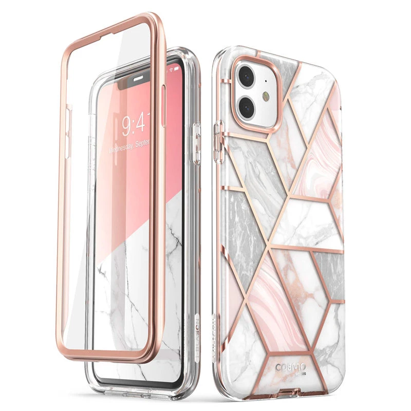 cell phone belt pouch i-Blason For iPhone 11 Case 6.1 inch (2019 Release) Cosmo Full-Body Glitter Marble Bumper Cover with Built-in Screen Protector iphone waterproof bag