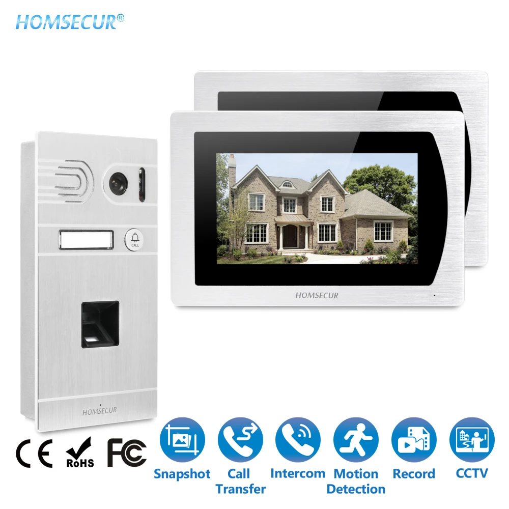 

Shipping from the EU HOMSECUR 7" Wired Hands-free Video&Audio Home Intercom with Fingerprint Camera BC061-S+BM717-S