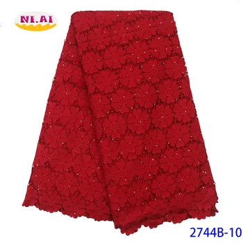 

Red Silk Milk French Lace Fabric 2020 High Quality African Lace,Hot Sale Embroidery Nigeria Tulle Lace Fabric For W NA2744B-4