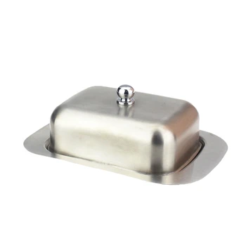 

Stainless Steel Butter Dish Box Container Elegant Cheese Server Storage Keeper Tray With Easy To Hold Lid
