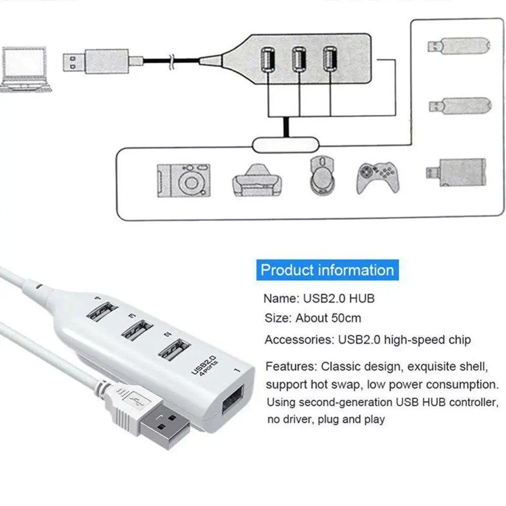 Usb хаб 20.HUB USB сплиттер Мульти 2 0 концентратор 4/ Power Hab PC для компьютера аксессуары