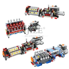 Moc Technology Mechanical Group V16 Engine Speeds Sequential Gearbox Model DIY Building Blocks Brick Compatible with Prower Set