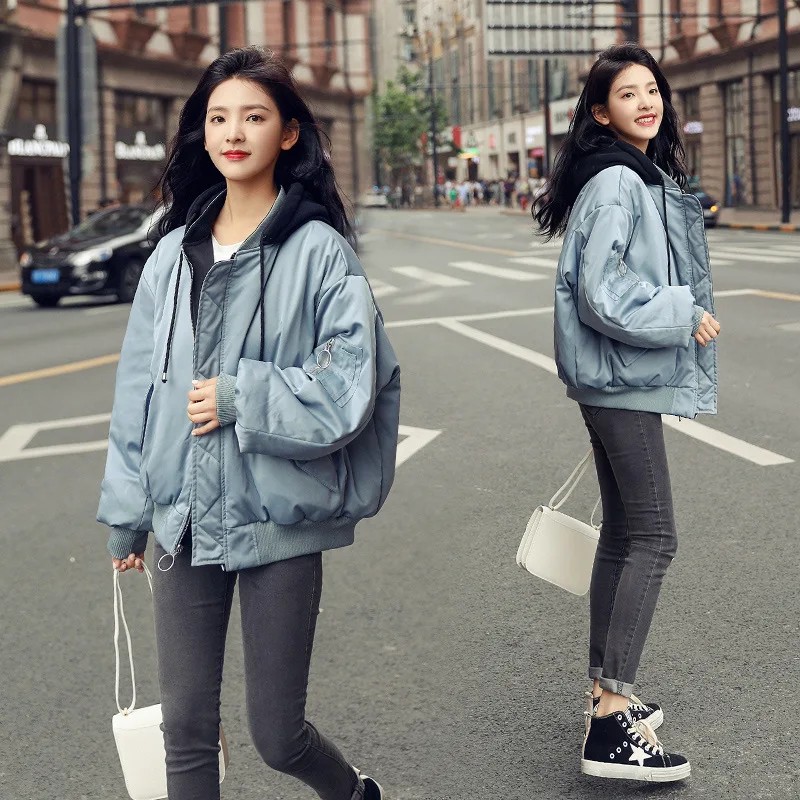 

Short Trend Joint Elegant Fashion Casual Solid Color Long-sleeved Cardigan Zipper 2018 Winter Cropped Jacket