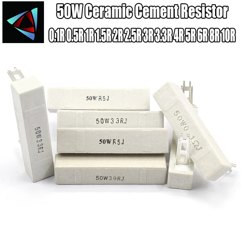 

50W Ceramic Cement Resistor 0.1R 0.5R 1R 1.5R 2R 2.5R 3R 3.3R 4R 5R 6R 8R 10R