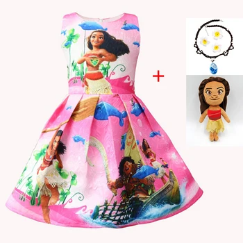 

2019 New Kids Moana Costume Dresses with Necklace Girls Halloween Party Vaiana Dress Costumes Cosplay Princess clothes