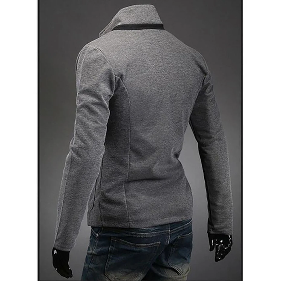 Zogaa 2019 New Solid Color Blazer Men Casual Blazers Slim Fit Stand Collar Men Blazers Suit Multi-pocket Single Breasted Suits