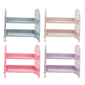

4pcs Desktop Kitchen Storage Shelf Multi-layer Tabletop Organizer Cosmetic Stand for Kitchen Bathroom (Assorted Color)