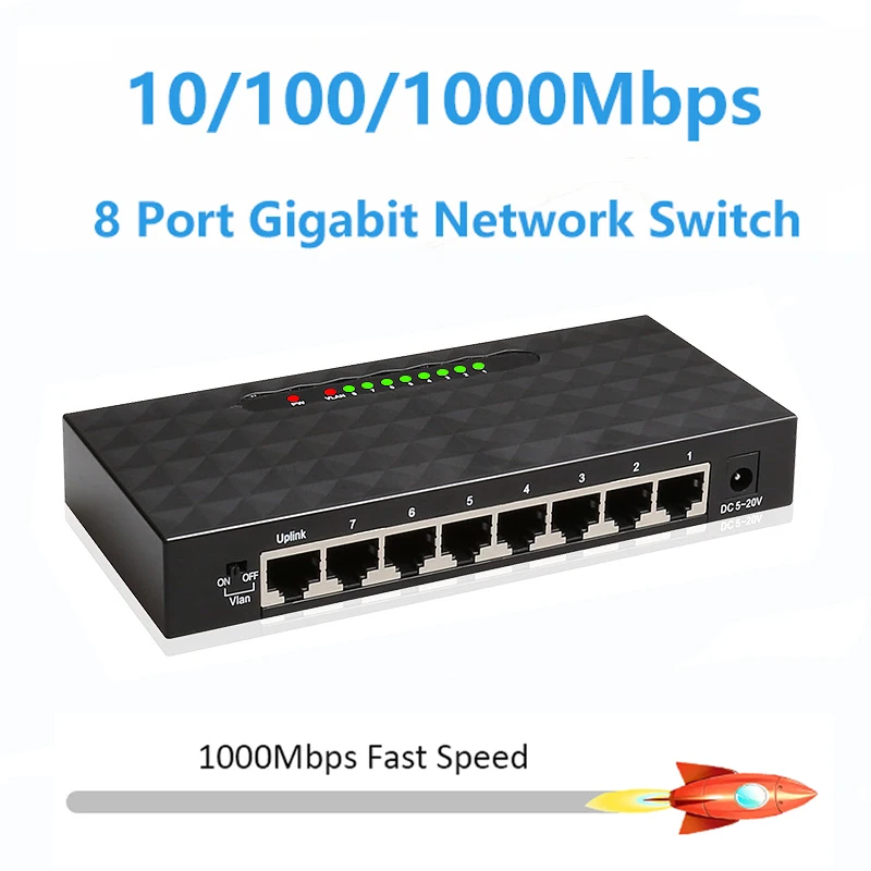 NEW 8-Port Ethernet Desktop Switch Network US Plug 10/100/Mbps 