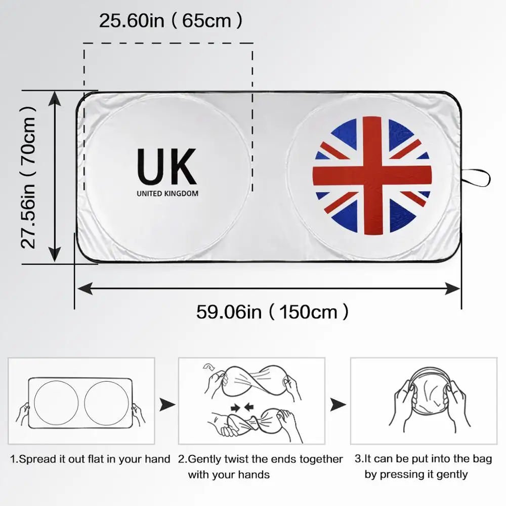 Car Sun Shade Cover Protector Windshield Visor Sunshade Union Jack UK Flag For Mini Cooper One S R50 R53 R56 R60 F55 F56 R58 R59