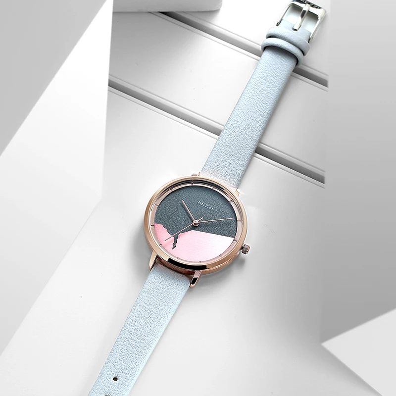 KEZZI мужские наручные часы креативные кварцевые часы женские модные водонепроницаемые кожаные Наручные часы прошитый текстурный циферблат часы Reloj