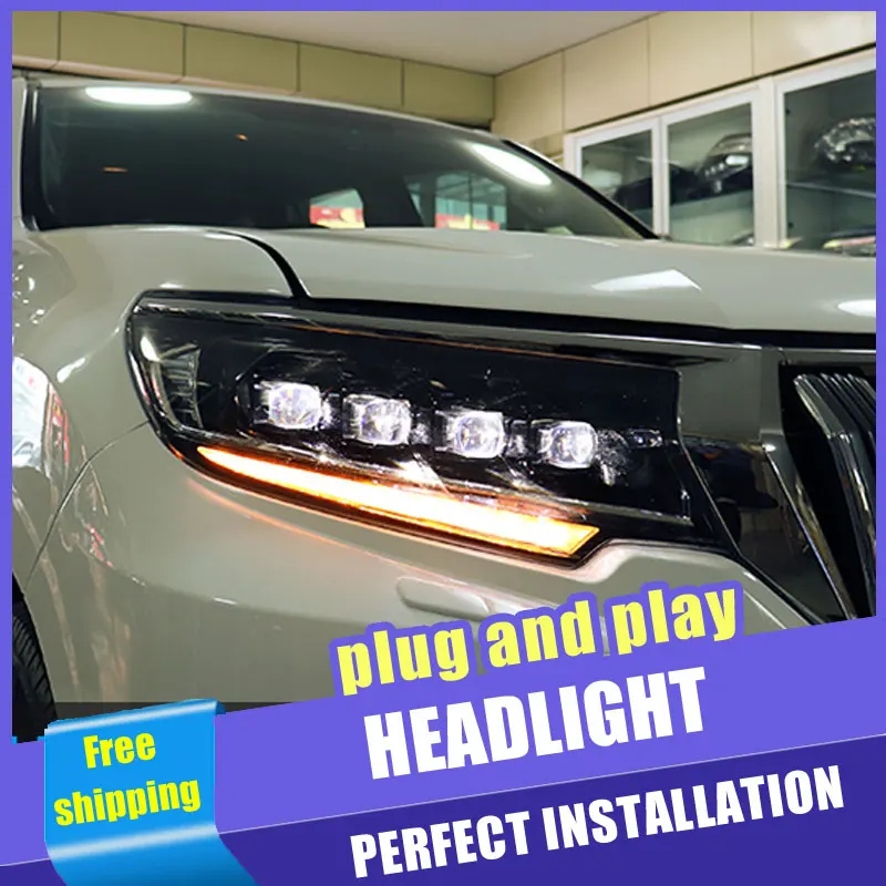 2 шт. автомобиль Стиль светодиодный фары для Toyota prado 18-19 налобный фонарь DRL