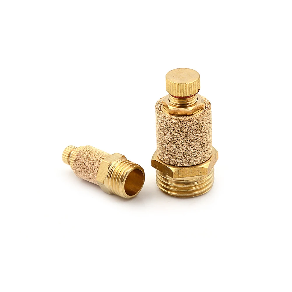 1pc Brass Pneumatic Muffler Silencer Filter Flow Speed Controller Sintered Bronze 1/8" 1/4" 3/8" 1/2" Copper Connector Silencer
