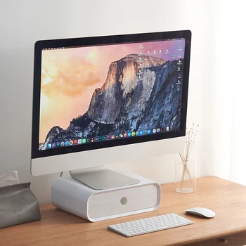 

Notebook Desk Organizer Space Saving Ergonomic Design PC Laptop With Drawer ABS Monitor Holder Office Computer Riser Stand