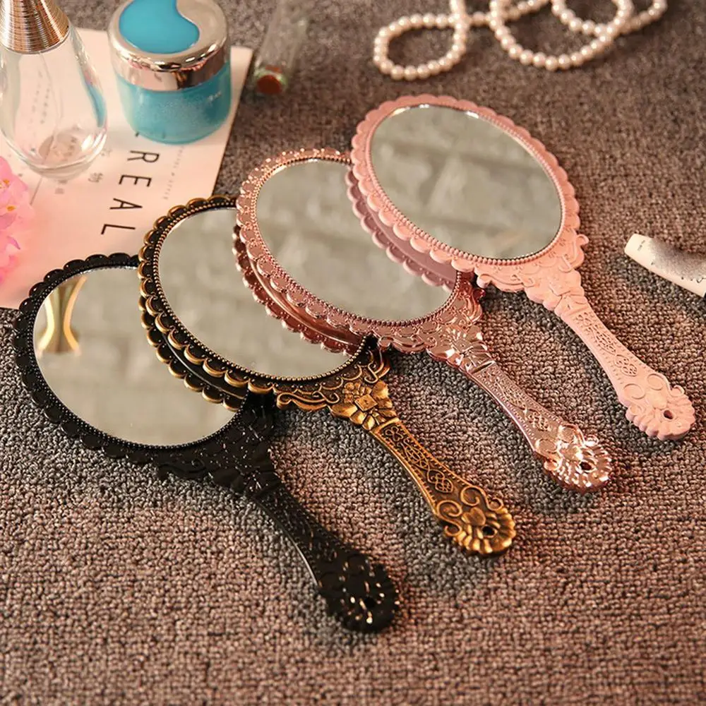 

Vintage Handheld Makeup Mirror With Handle For Women Face Care Cosmetic Mirror Portable Mini Table Mirror Creative Beauty Tools