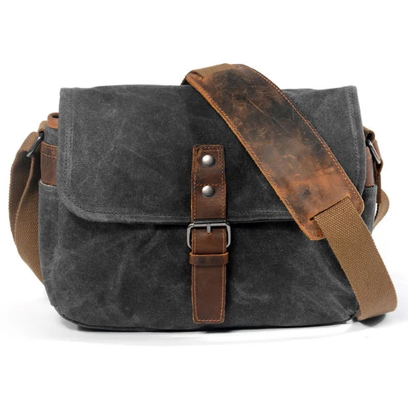 

Retro Waterproof Camera Bag Photography Packages Dslr Shoulder Sling Case for Sony Nikon Canon Canvas Mini Single Messenger Men
