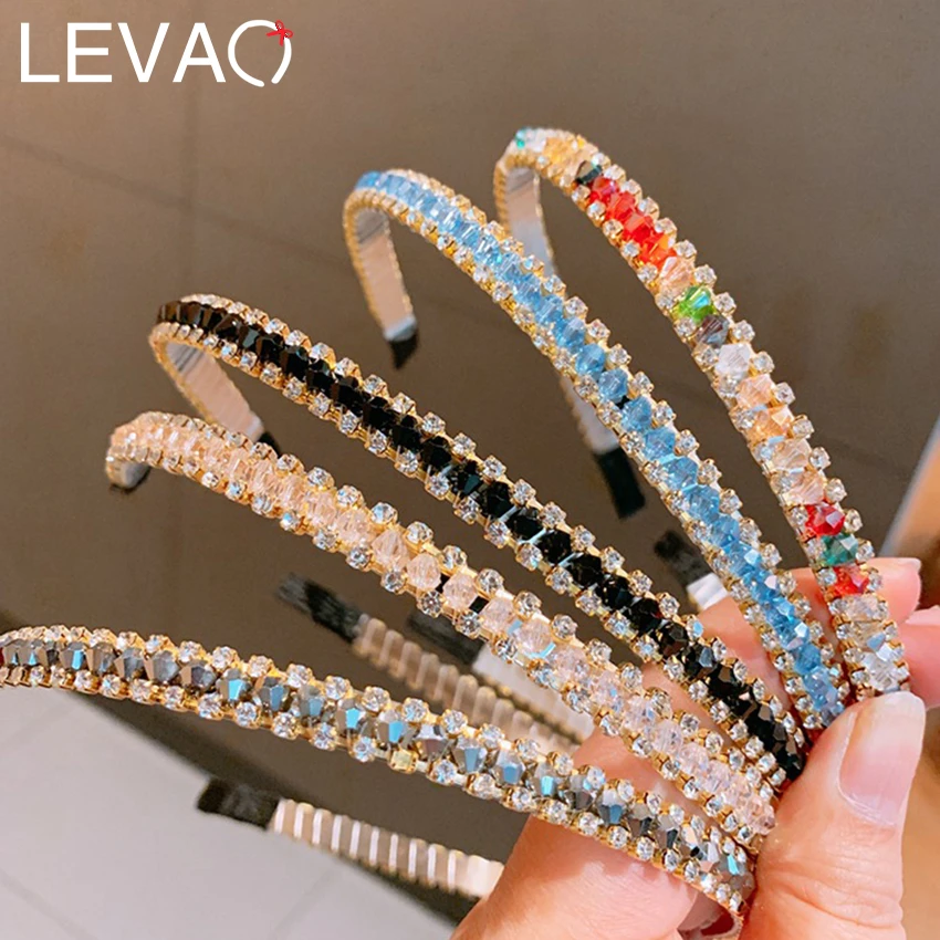 LEVAO Crystal Beaded Headband Head on 
