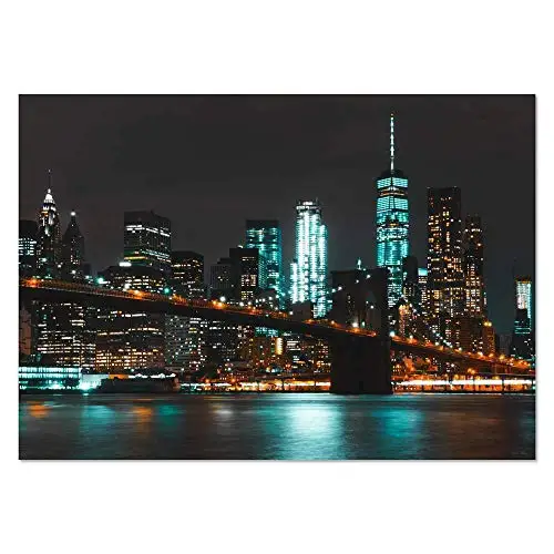 

New York City at Night Wall Posters Metal Sign 12x8 Inches