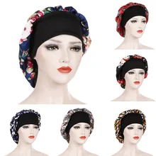 Цветочный принт женский манекен головы Обёрточная бумага Кепки мягкий теплый Для женщин Цветочный принт ed Индия шляпа мусульманских рюшами Хемо шапочка-тюрбан Обёрточная бумага Кепки