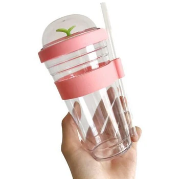 

Tea Cup Portable Plastic Cup with Straw Reusable Plastic Cup for Bubble Tea Cup 360Ml