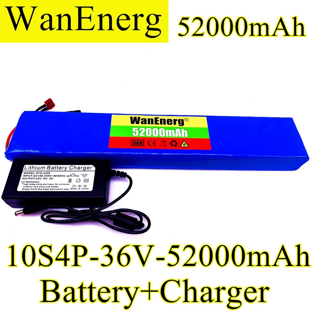 

18650 new high power 36V battery 10s4p 52000mah battery pack 800W 42V,suitable for eBike electric bicycle with BMS (with charger