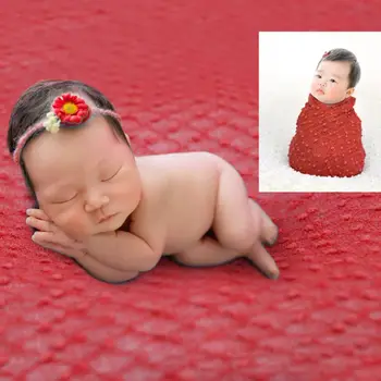 

2 Pcs/Set Baby Photography Props Blanket Wraps Stretch Knit Cloth Hair Accessory GXMB