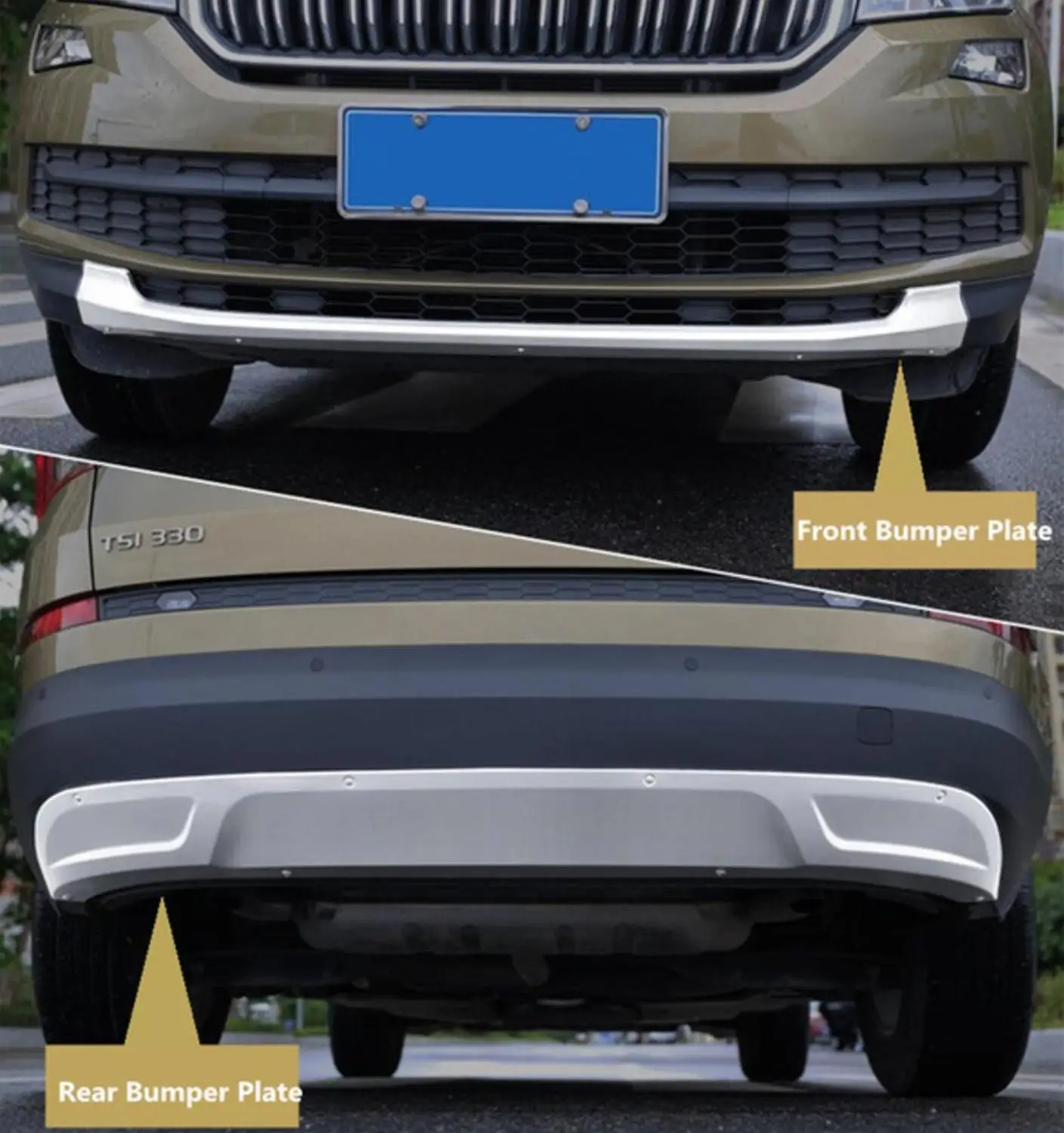 Для SKODA KODIAQ 2017 2018 2019 Передний + задний бампер диффузор из нержавеющей стали