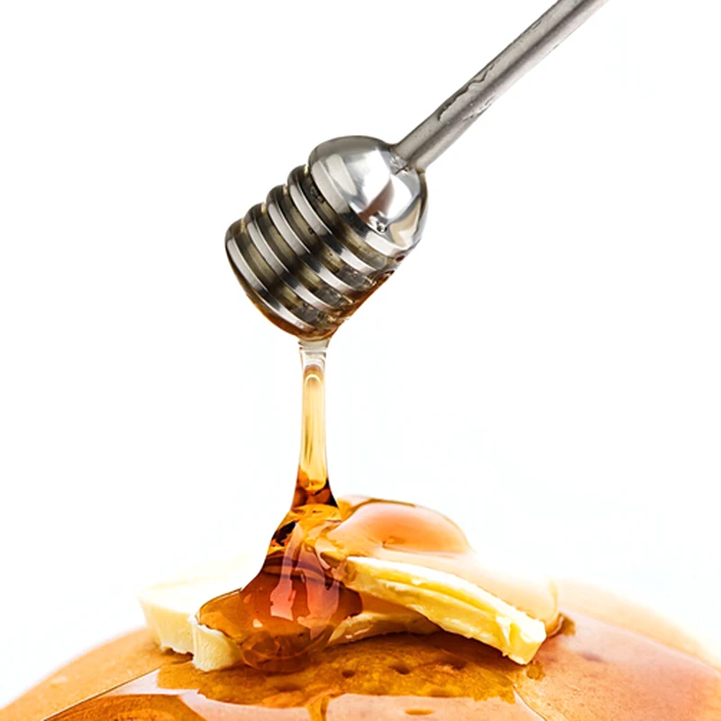 304 Stainless Steel Honey Spoon Syrup Dipper Server Simple Metal Honey Stick Mixing Stirring Spoon Bar Kitchen Tea Accessories (12)