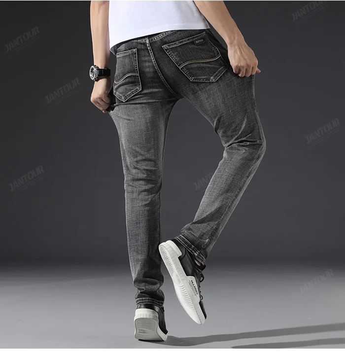 cargo jeans High quality 2022 New Men's Stretch-fit Jeans Business Casual Classic Style Fashion Denim Trousers Male Black Blue Gray Pants cowboy jeans