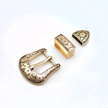

DIY leather craft 25mm inner width luxury golden color women metal belt pin buckle 3pcs/set