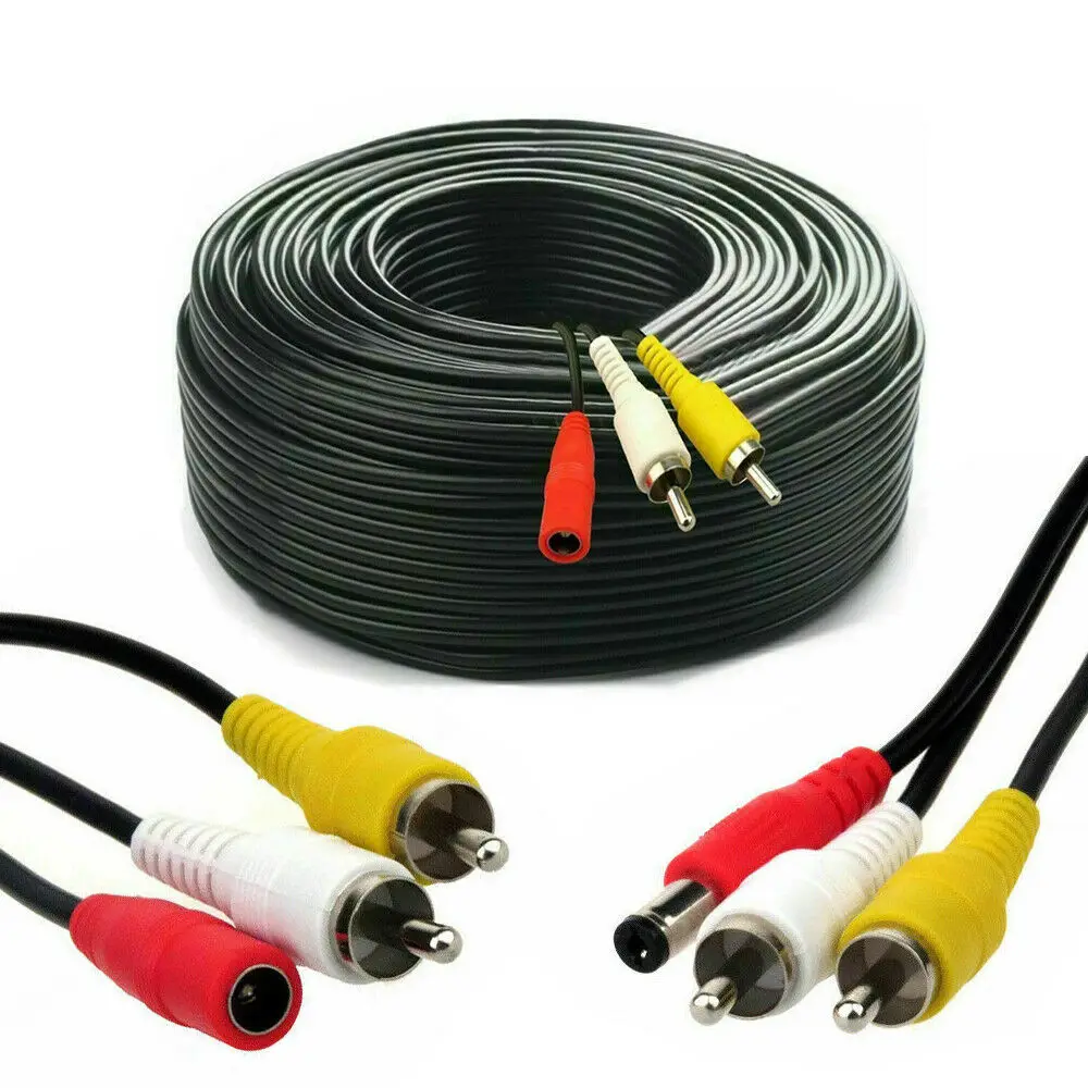 CCTV Camera Extension Cable Phono RCA AV Audio Video DC Power Lead
