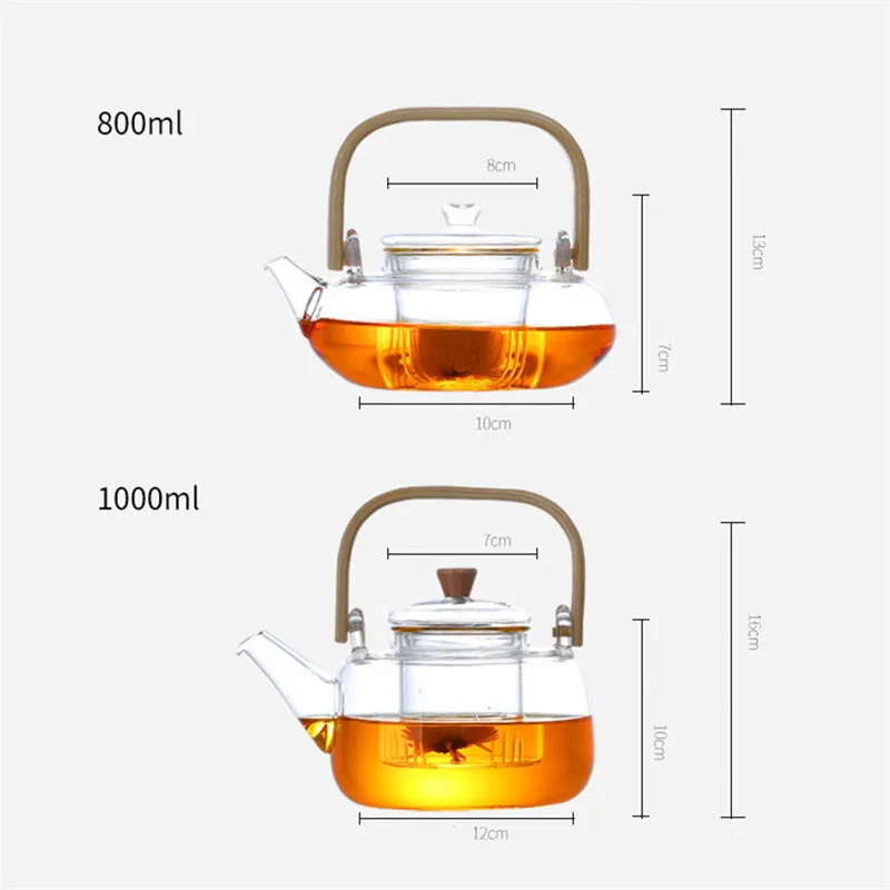 TOPONE Handle Glass Teapot Heat-Resistant Teapot Flower Tea Kettle Lar