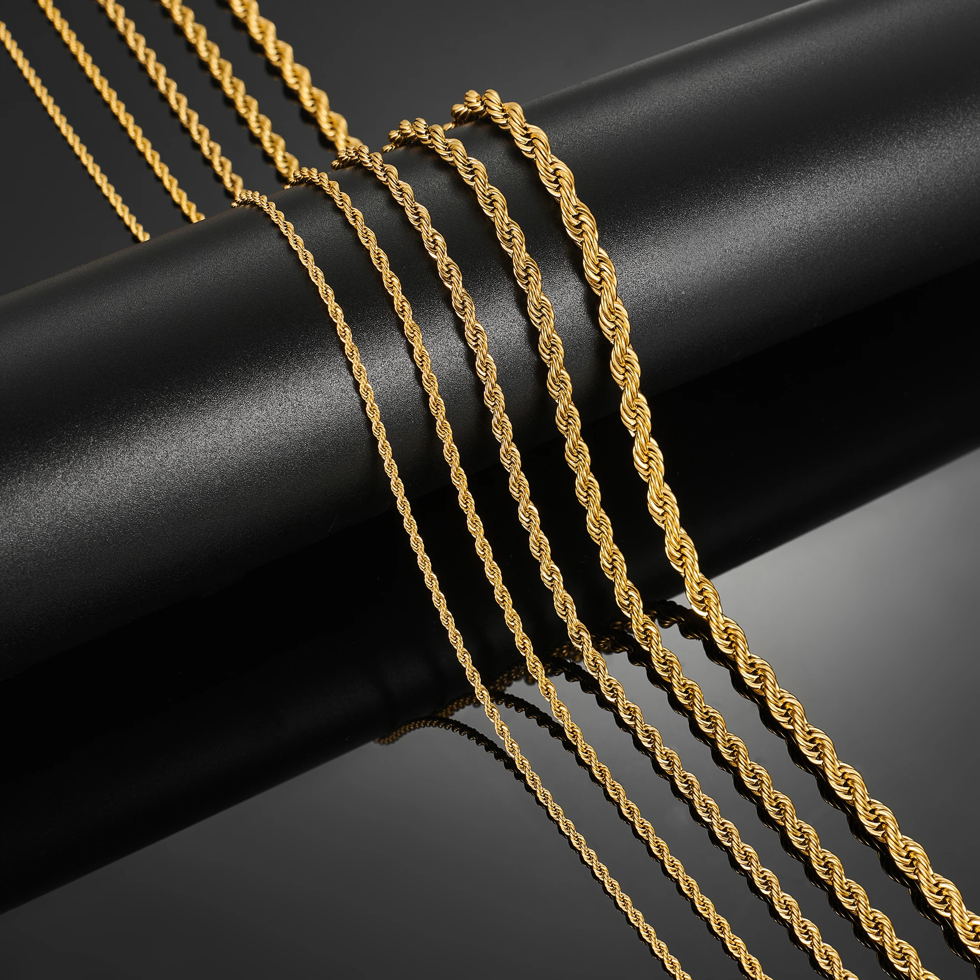 2/3/4/5/6mm 316L Rope Chain Necklace Stainless Steel Never Fade Waterproof Choker Men Women Jewelry Gold Color Chains Gift