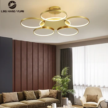 

Circle Rings LED Chandelier Indoor Home Light for Bedroom Dining Room Kitchen Living Room Decor Hanging Lighting Chandelier Gold