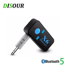 DISOUR X6 5,0 Bluetooth aux-приемник 3,5 мм автомобильный комплект ключ стерео аудио с микрофоном Handfree беспроводной адаптер Поддержка TF карты Play