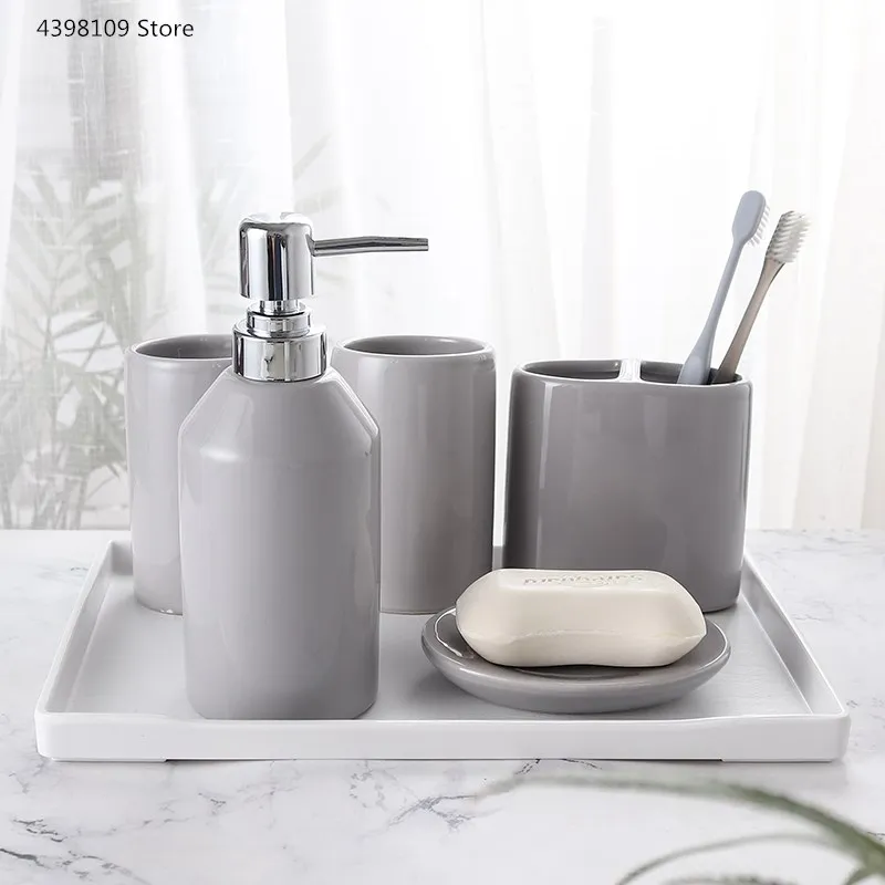 Бытовая керамика принадлежности для ванной пять комплектов простой высококачественной керамической держатель для зубной щетки дозатор мыла принадлежности для ванной комнаты