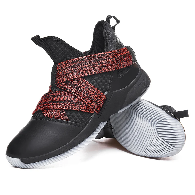 black red Уличная Мужская баскетбольная обувь; zapatillas hombre Deportiva; высокие дышащие мужские Ботильоны; кроссовки для тренировок; спортивная обувь - Цвет: black red