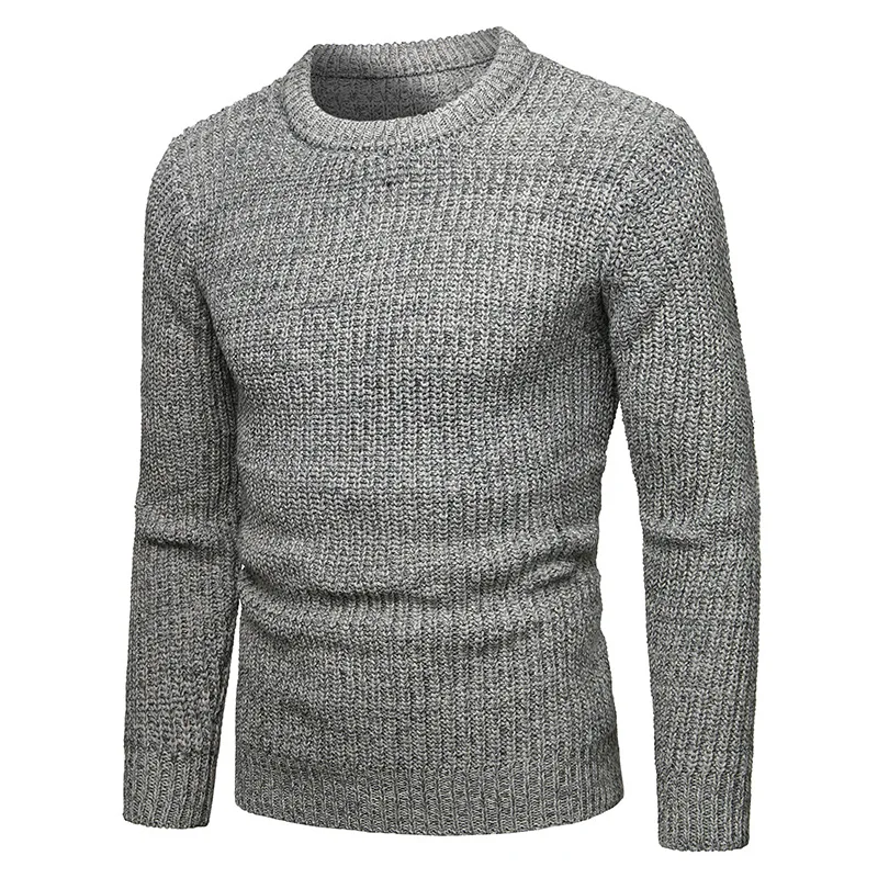 Мужской Повседневный пуловер с круглым вырезом, мужской свитер, вязаный теплый зимний трикотаж, Мужская одежда, 3XL - Цвет: Серый