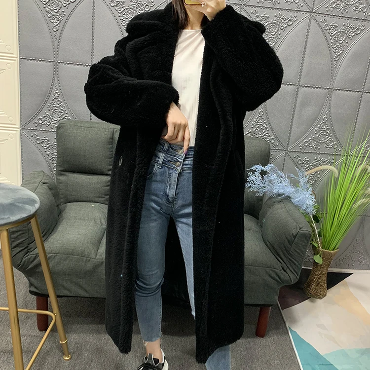 natural sheep fur wool blends women winter coat (2)