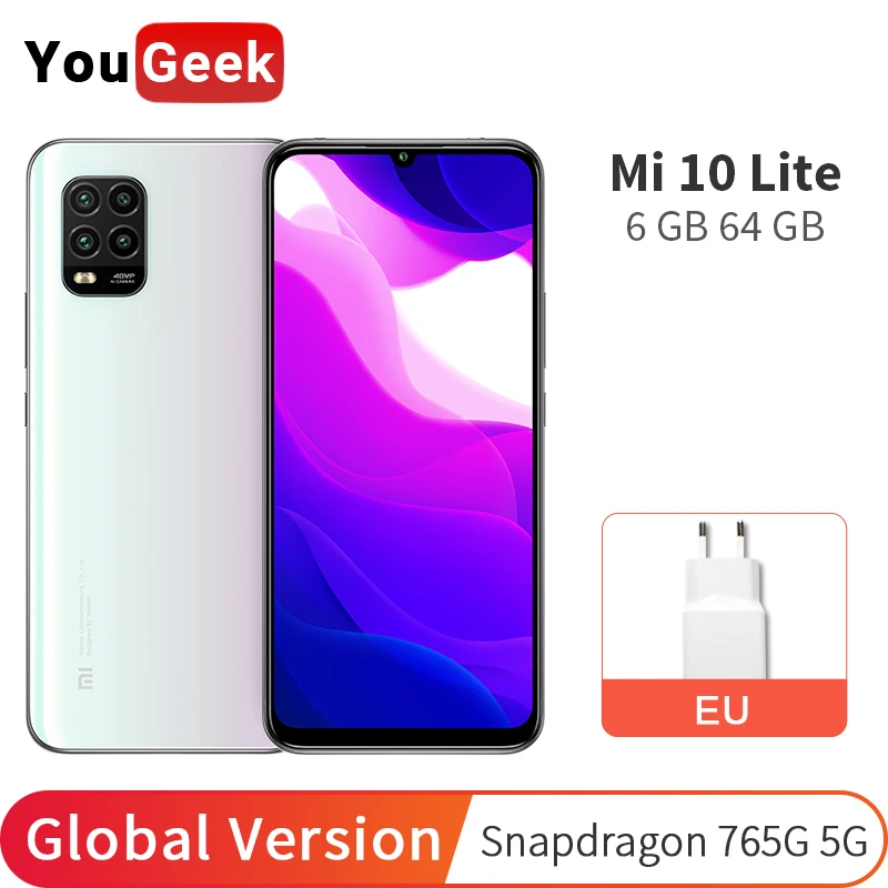 Xiaomi Mi 10 Lite 5G 6 ГБ 64 Гб глобальная версия Snapdragon 76 NFC мобильный телефон 57 &quotAMOLED 4160 мА/ч