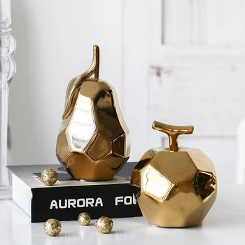 

American Art Figurines Ceramic Golden Creative Abstract Vintage Figurines Crafts Cute Apple Decoracion Hogar Home Decor AB50XB