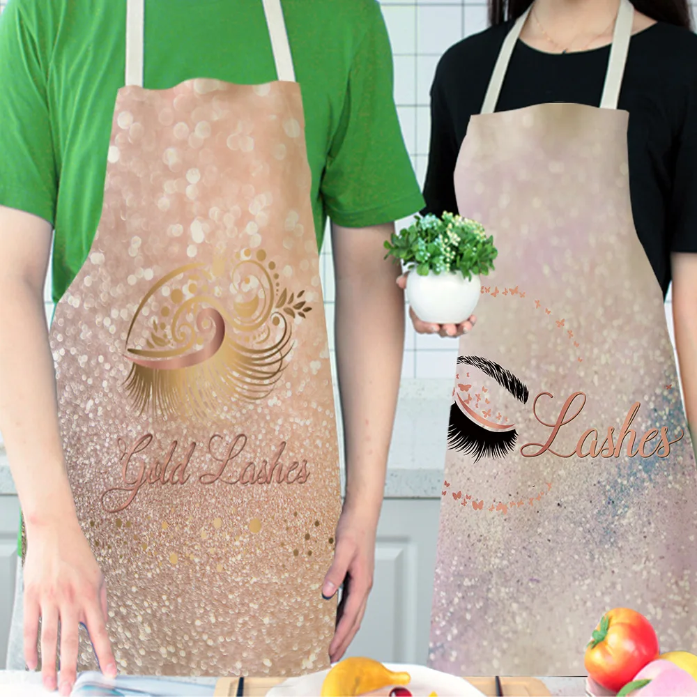 Colorful Eyelash Pattern Aprons Kitchen Cooking Aprons For Women Chefs Linen Waist Household Cleaning Apron Delantales