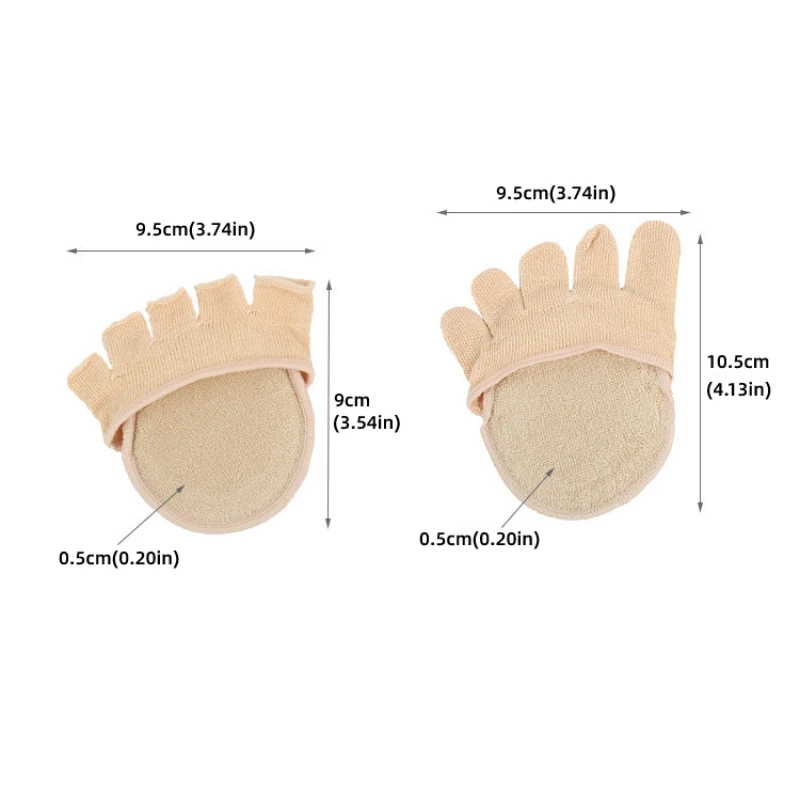 2Pcs = 1 Paar Toe Separator Fuß Pflege Halbe Einlegesohlen Fünf Finger Socken Pads Bunion Sleeve Schutz Hallux Valgus vorfuß Für Frauen