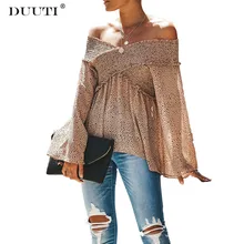 #Special Offers DUUTI Women Pleated Style Slash Neck Off Shoulder Horn Sleeve Tops Ladies Print Polka Dot Casual Elasticised Waist Sexy Tops D30 #Special Offers DUUTI Women Pleated Style Slash Neck Off Shoulder Horn Sleeve Tops Ladies Print Polka Dot Casual Elasticised Waist Sexy Tops D30