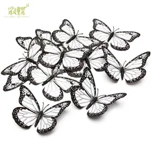 Model Butterfly 12 Cm Gold Powder Monarch America Country Butterfly Wall Stickers 3D butterfly tie Wall Hanging Decoration